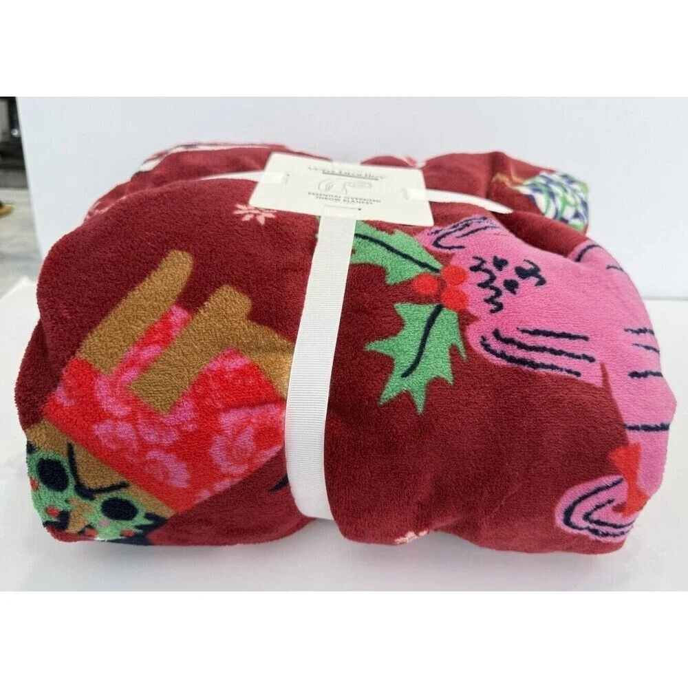 Vera Bradley Holiday Hounds Oversized Throw Blanket 94” X 66” NWT Dog Christmas
